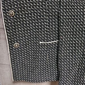 Talbots Black & White Houndstooth Blazer with Gold Buttons